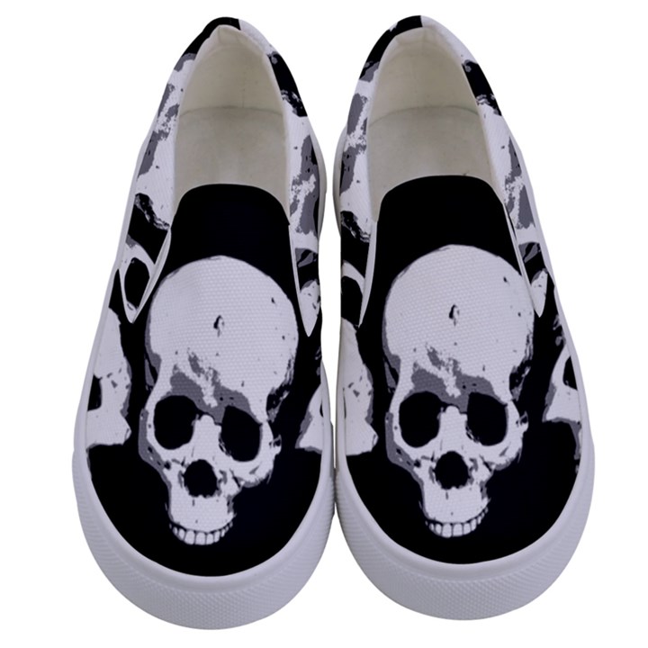 Halloween Horror Skeleton Skull Kids  Canvas Slip Ons