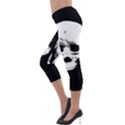 Halloween Horror Skeleton Skull Lightweight Velour Capri Leggings  View3