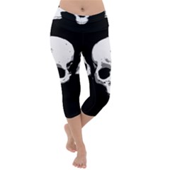 Halloween Horror Skeleton Skull Lightweight Velour Capri Yoga Leggings by HermanTelo