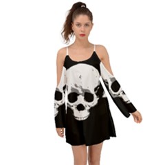 Halloween Horror Skeleton Skull Kimono Sleeves Boho Dress by HermanTelo