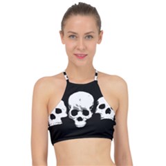 Halloween Horror Skeleton Skull Racer Front Bikini Top by HermanTelo