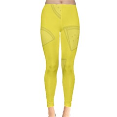 Yellow Pineapple Background Leggings  by HermanTelo