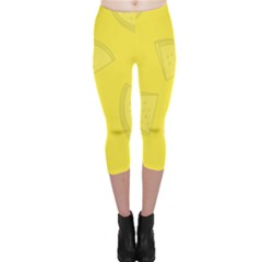 Yellow Pineapple Background Capri Leggings  by HermanTelo