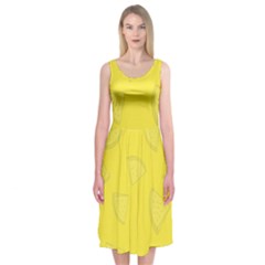 Yellow Pineapple Background Midi Sleeveless Dress by HermanTelo