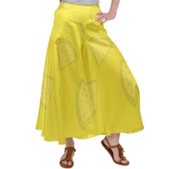 Yellow Pineapple Background Satin Palazzo Pants by HermanTelo