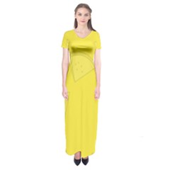 Yellow Pineapple Background Short Sleeve Maxi Dress