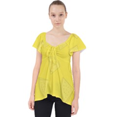 Yellow Pineapple Background Lace Front Dolly Top