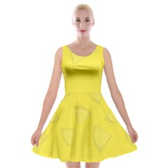 Yellow Pineapple Background Velvet Skater Dress by HermanTelo