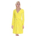 Yellow Pineapple Background Long Sleeve Velvet Front Wrap Dress View1