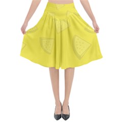 Yellow Pineapple Background Flared Midi Skirt