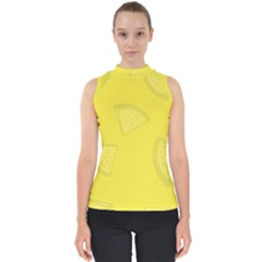 Yellow Pineapple Background Mock Neck Shell Top