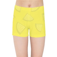 Yellow Pineapple Background Kids  Sports Shorts by HermanTelo