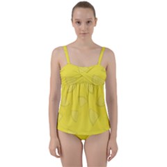 Yellow Pineapple Background Twist Front Tankini Set