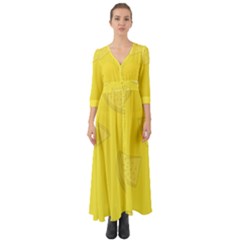 Yellow Pineapple Background Button Up Boho Maxi Dress by HermanTelo