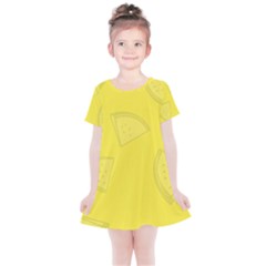 Yellow Pineapple Background Kids  Simple Cotton Dress by HermanTelo