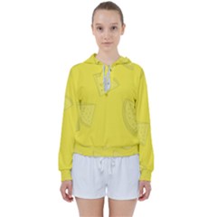 Yellow Pineapple Background Women s Tie Up Sweat