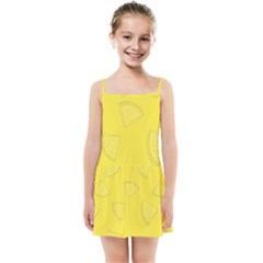 Yellow Pineapple Background Kids  Summer Sun Dress