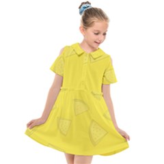 Yellow Pineapple Background Kids  Short Sleeve Shirt Dress by HermanTelo