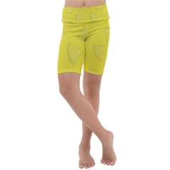 Yellow Pineapple Background Kids  Lightweight Velour Cropped Yoga Leggings by HermanTelo