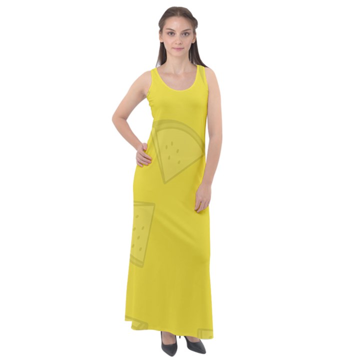 Yellow Pineapple Background Sleeveless Velour Maxi Dress