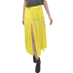 Yellow Pineapple Background Velour Split Maxi Skirt