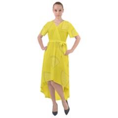 Yellow Pineapple Background Front Wrap High Low Dress