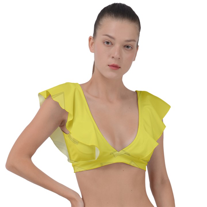 Yellow Pineapple Background Plunge Frill Sleeve Bikini Top