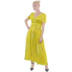 Yellow Pineapple Background Button Up Short Sleeve Maxi Dress by HermanTelo