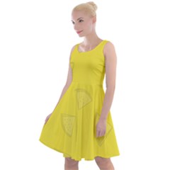 Yellow Pineapple Background Knee Length Skater Dress by HermanTelo