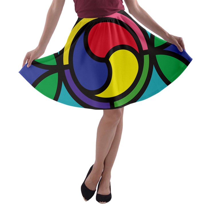 Colors Patterns Scales Geometry A-line Skater Skirt