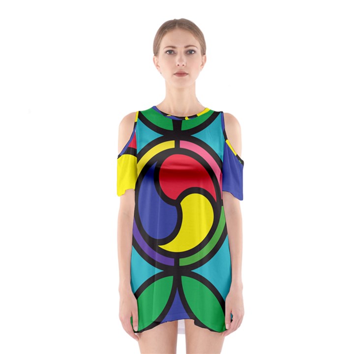 Colors Patterns Scales Geometry Shoulder Cutout One Piece Dress