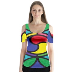 Colors Patterns Scales Geometry Butterfly Sleeve Cutout Tee 