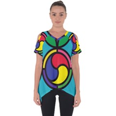 Colors Patterns Scales Geometry Cut Out Side Drop Tee by HermanTelo