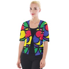 Colors Patterns Scales Geometry Cropped Button Cardigan by HermanTelo