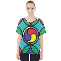 Colors Patterns Scales Geometry V-neck Dolman Drape Top