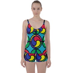 Colors Patterns Scales Geometry Tie Front Two Piece Tankini by HermanTelo