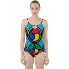 Colors Patterns Scales Geometry Cut Out Top Tankini Set by HermanTelo