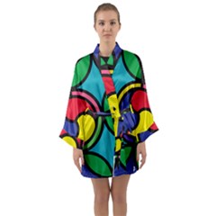 Colors Patterns Scales Geometry Long Sleeve Satin Kimono