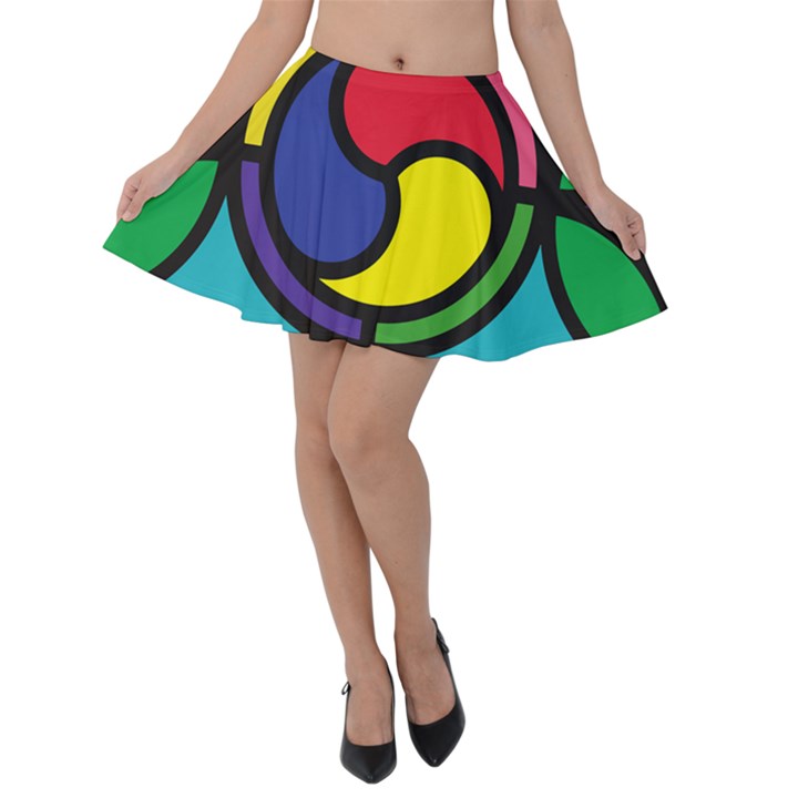 Colors Patterns Scales Geometry Velvet Skater Skirt