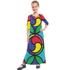 Colors Patterns Scales Geometry Kids  Quarter Sleeve Maxi Dress by HermanTelo