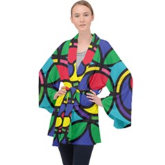 Colors Patterns Scales Geometry Long Sleeve Velvet Kimono  by HermanTelo