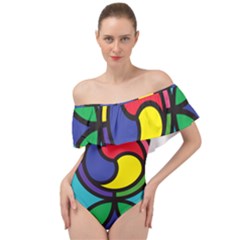 Colors Patterns Scales Geometry Off Shoulder Velour Bodysuit  by HermanTelo