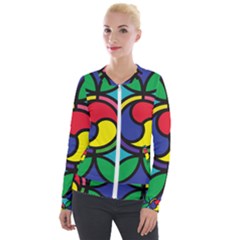 Colors Patterns Scales Geometry Velour Zip Up Jacket