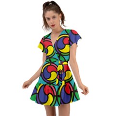 Colors Patterns Scales Geometry Flutter Sleeve Wrap Dress