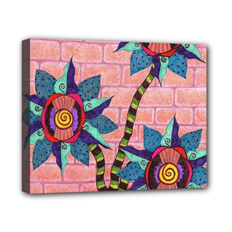 Brick Wall Flower Pot In Color Canvas 10  X 8  (stretched) by okhismakingart