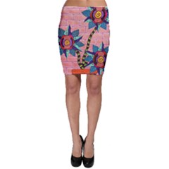 Brick Wall Flower Pot In Color Bodycon Skirt by okhismakingart