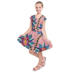 Brick Wall Flower Pot In Color Kids  Short Sleeve Dress by okhismakingart