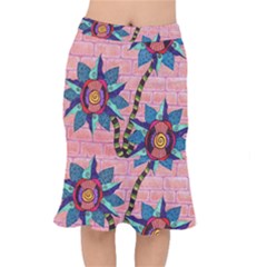 Brick Wall Flower Pot In Color Short Mermaid Skirt by okhismakingart