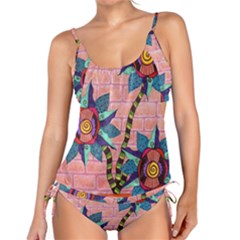 Brick Wall Flower Pot In Color Tankini Set by okhismakingart