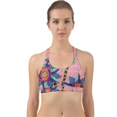 Brick Wall Flower Pot In Color Back Web Sports Bra by okhismakingart